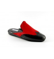 men's slippers BURLINGTON black patent and red pony
